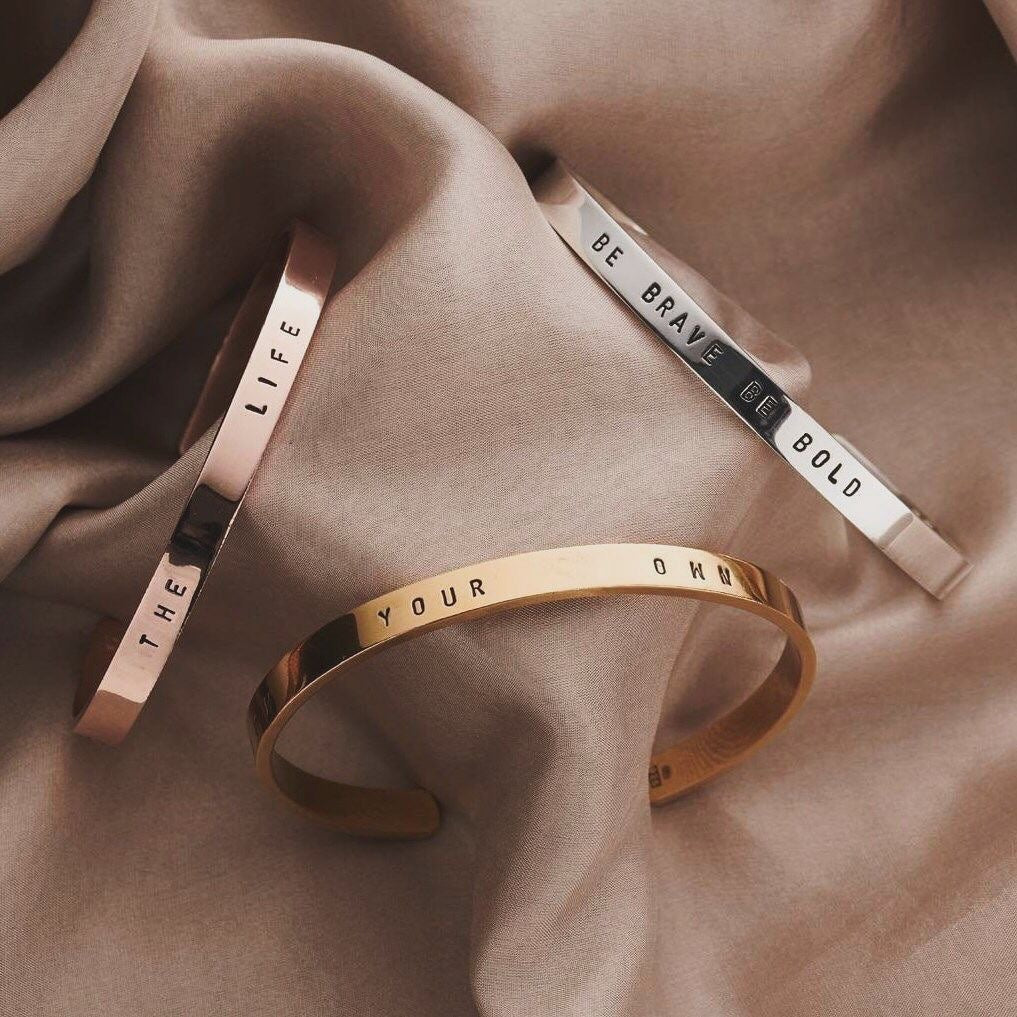 Personalized Engraved Cuff Bracelet | Custom Name & Quote Bracelet | Minimal Jewelry Gift