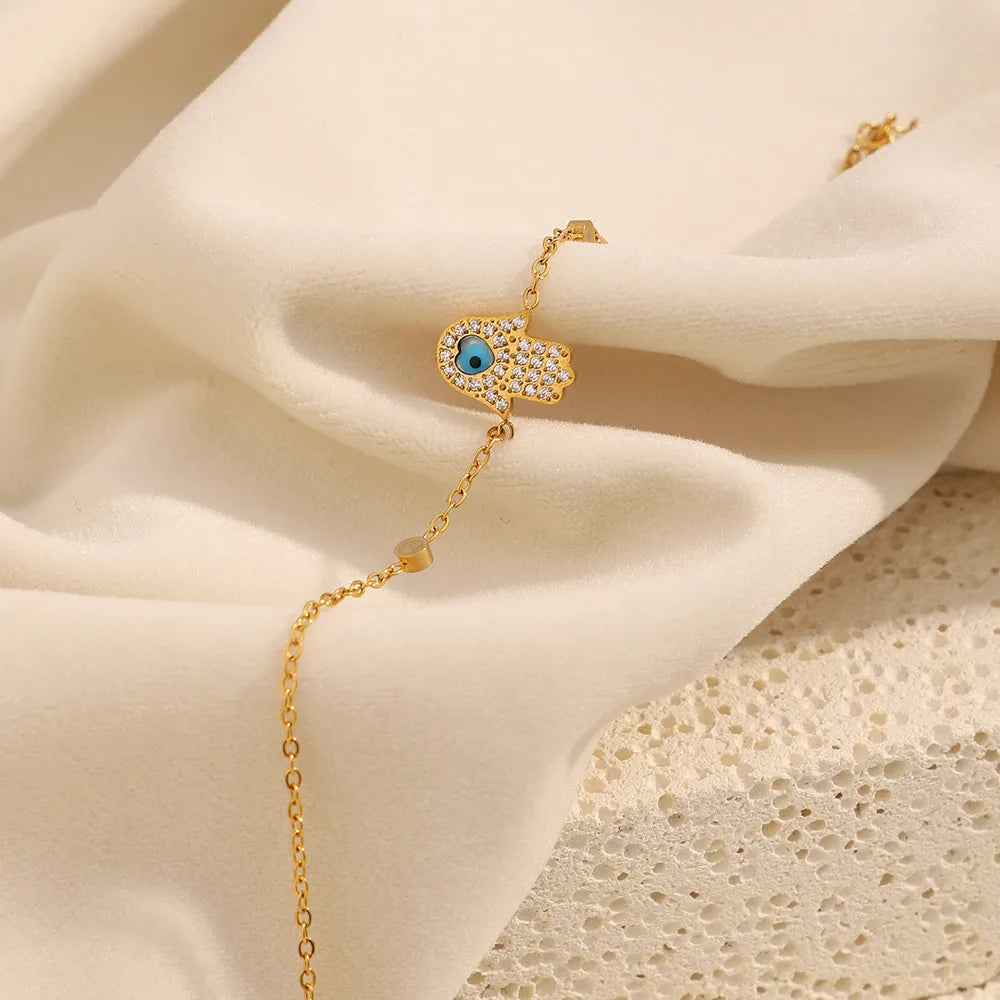 Minimal Gold Evil Eye Bracelet