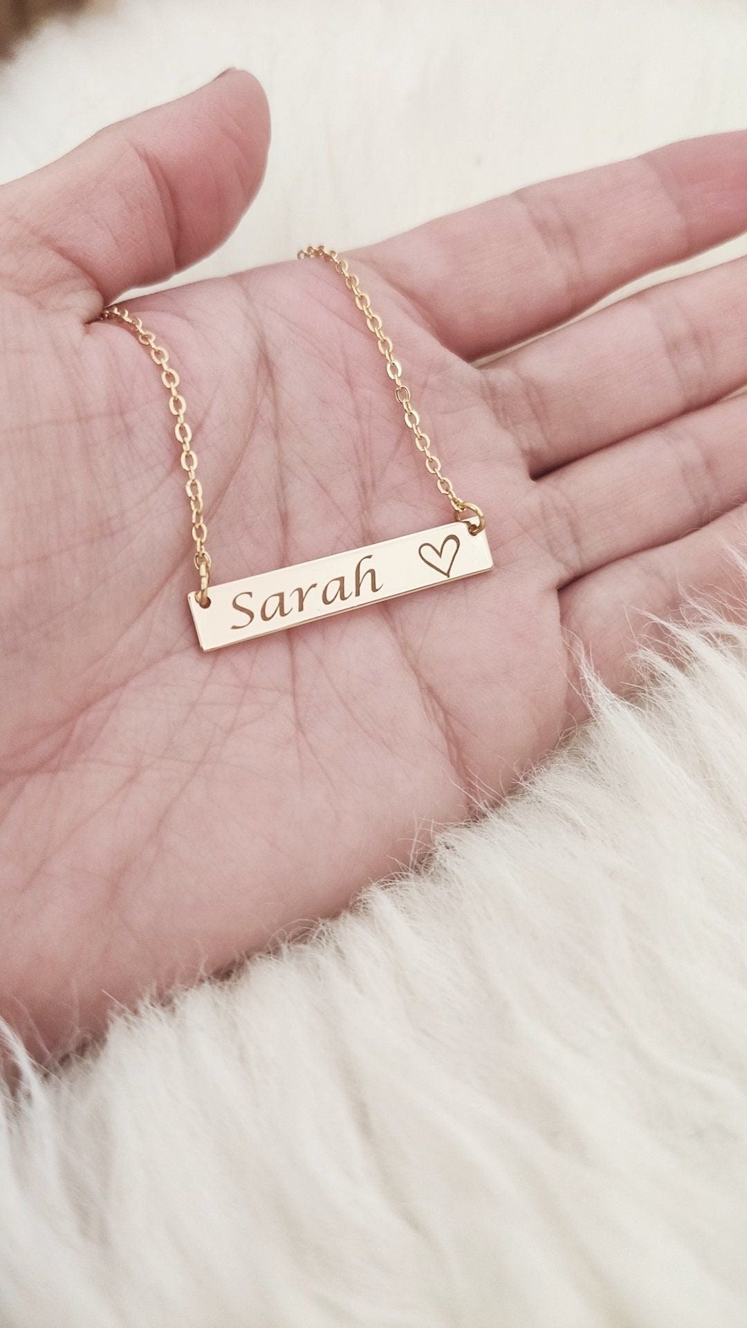 Engraved Bar Necklace – Personalized Name