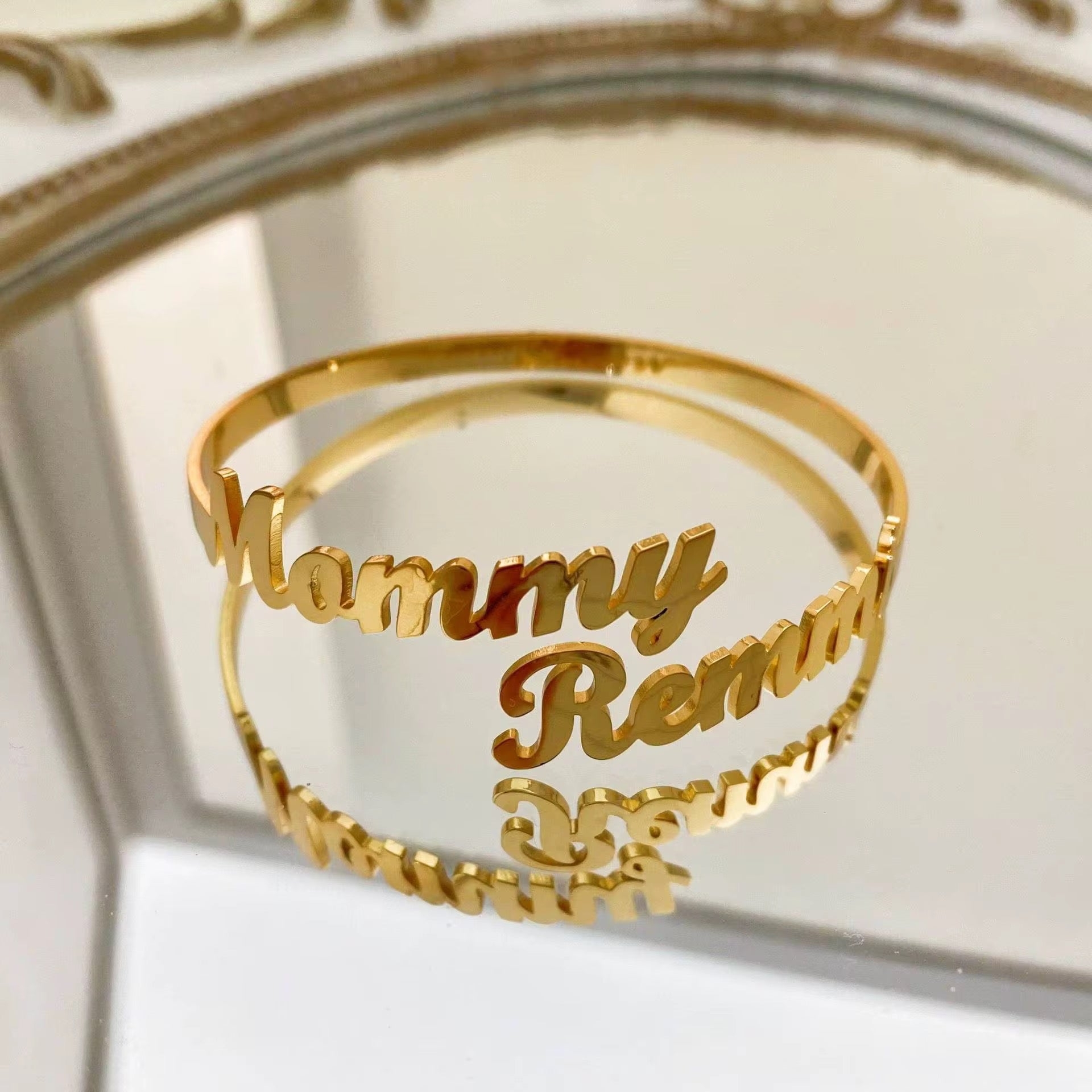 Custom Name Bracelet – Personalized Gold Name Bangle