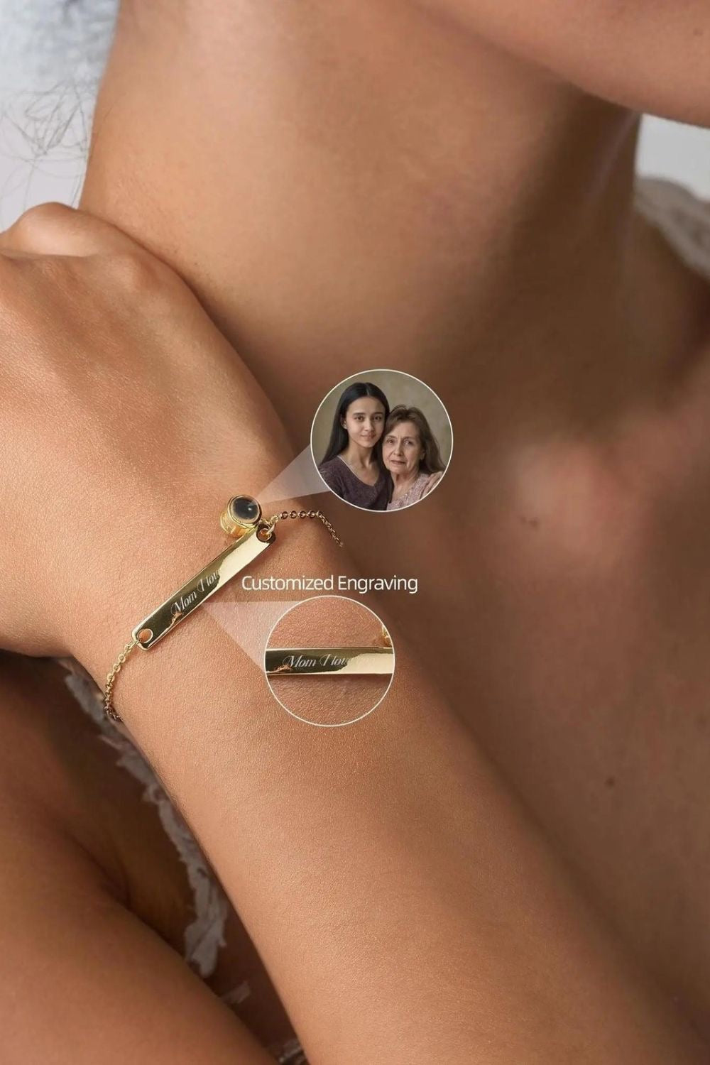 Personalized Name & Photo
Projection Bracelet - Custom Engraved Memory jewelry