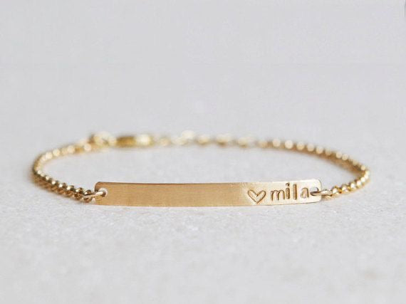 Personalized Name Bracelet in Gold Finish | Custom Minimal Jewelry Gift