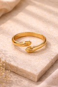 Gold Adjustable Hug Ring – Minimalist Open Hand Wrap Ring