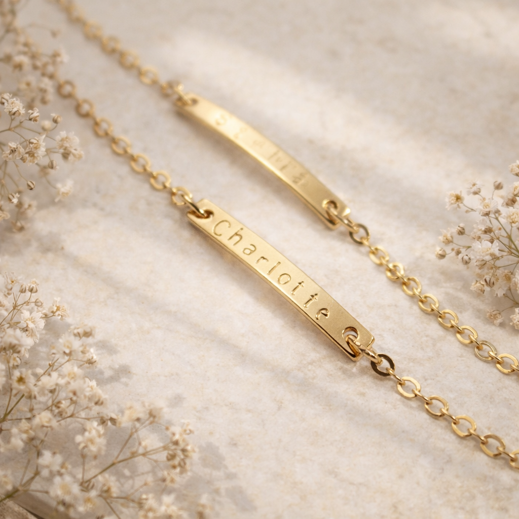Personalized Name Bracelet in Gold Finish | Custom Minimal Jewelry Gift