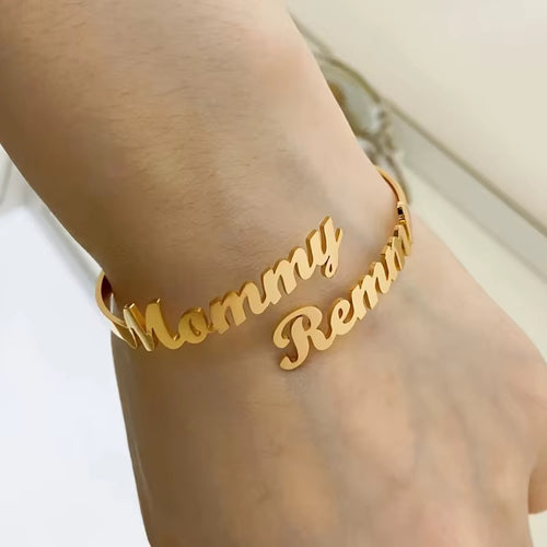 Custom Name Bracelet – Personalized Gold Name Bangle