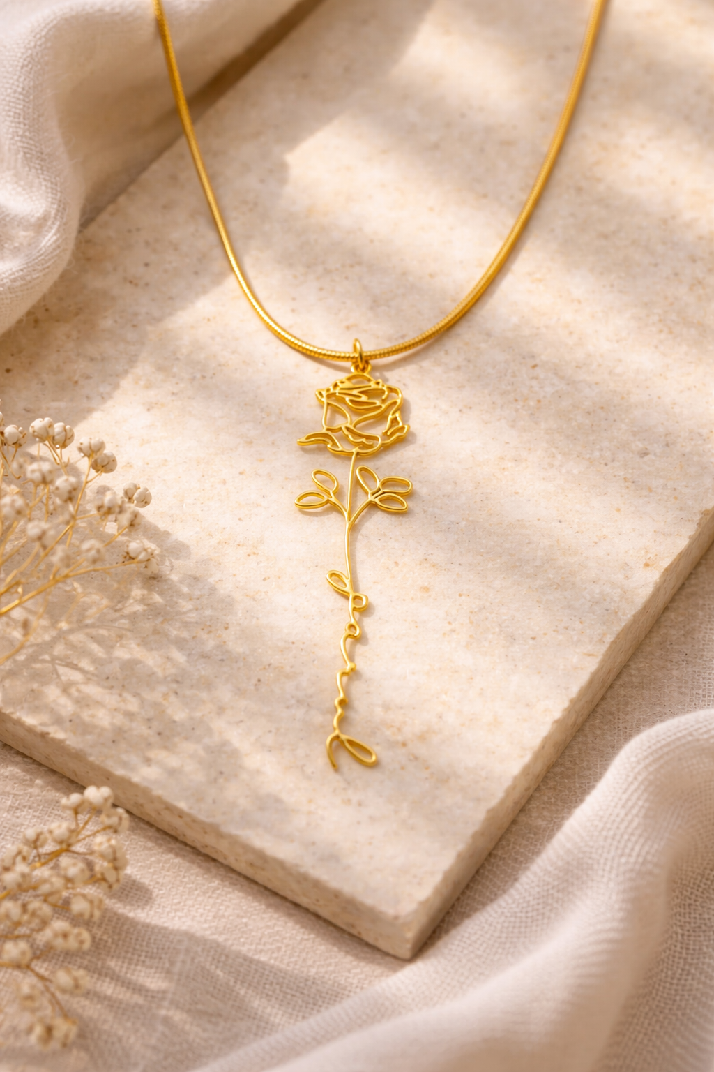 Personalized Birth-flower Name Necklace | Custom Initial & Name pendant| Minimal Forever Jewelry