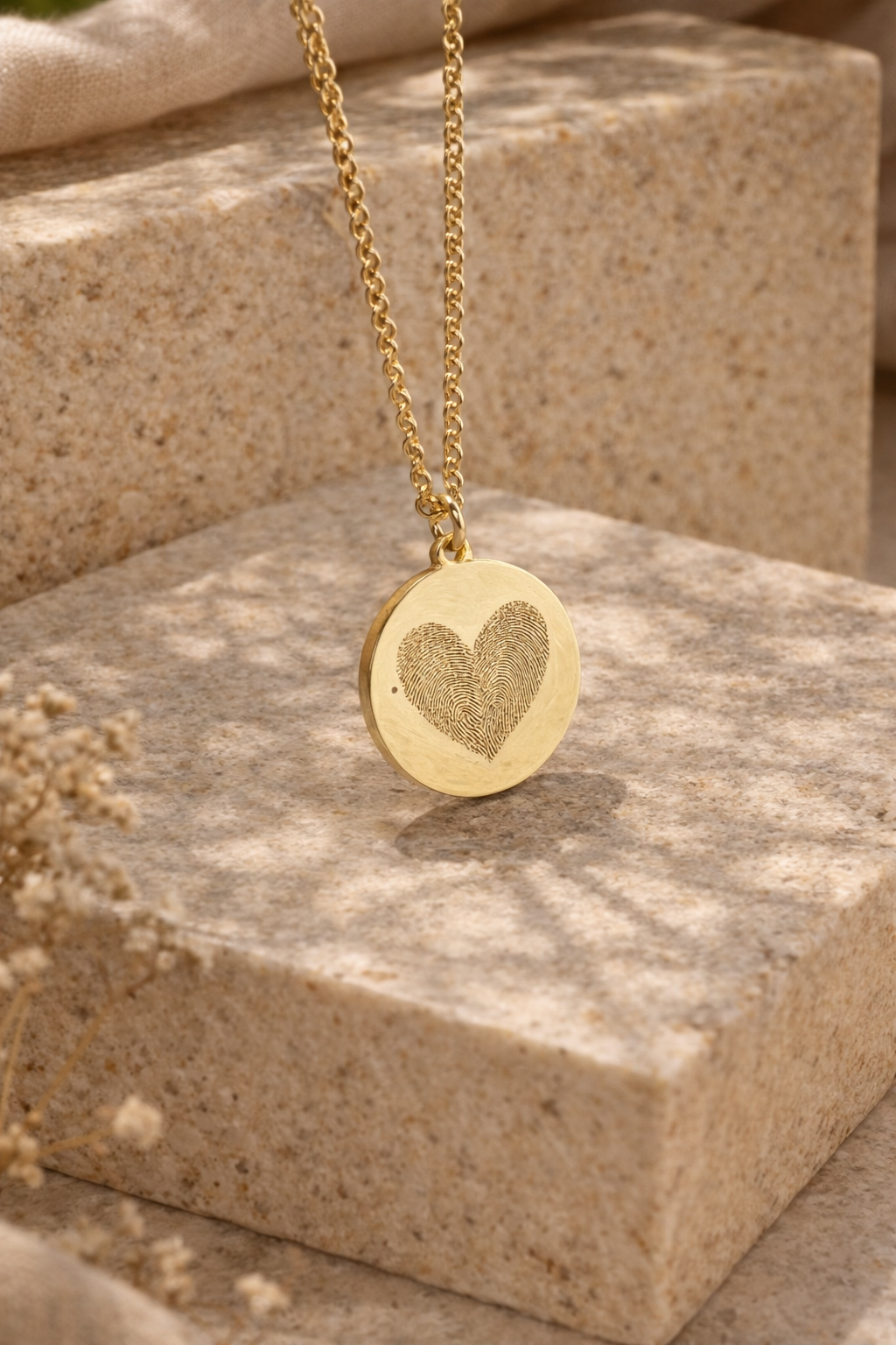 Personalized Fingerprint Heart Necklace – Couple Fingerprint Pendant, Custom Love Necklace, Anniversary Gift for Her or Him