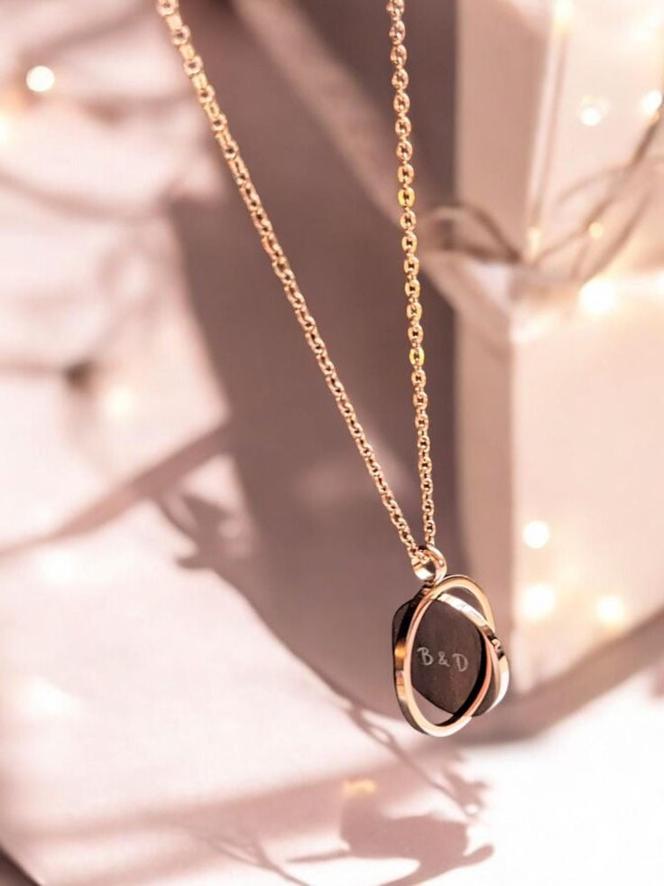 Custom Spinning Engraved Necklace – Personalized Photo, Name & Text Rotating Pendant