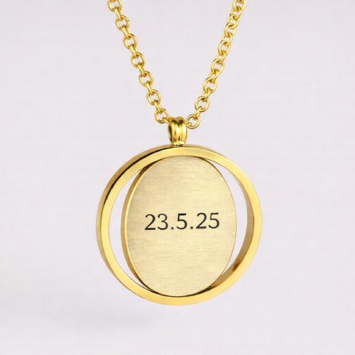 Custom Spinning Engraved Necklace – Personalized Photo, Name & Text Rotating Pendant
