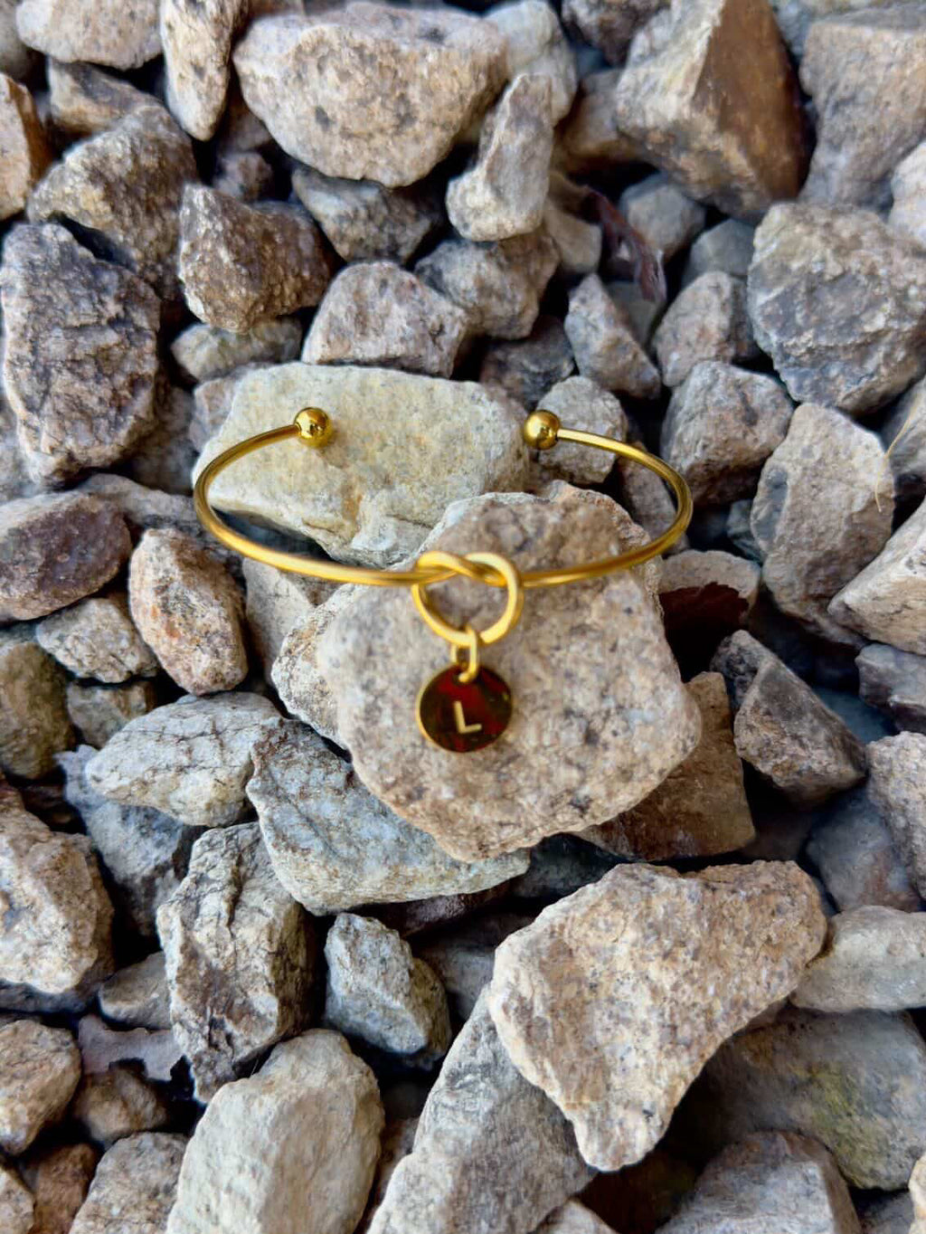 Personalized Initial Charm Bracelet – Gold Bangle with Custom Letter