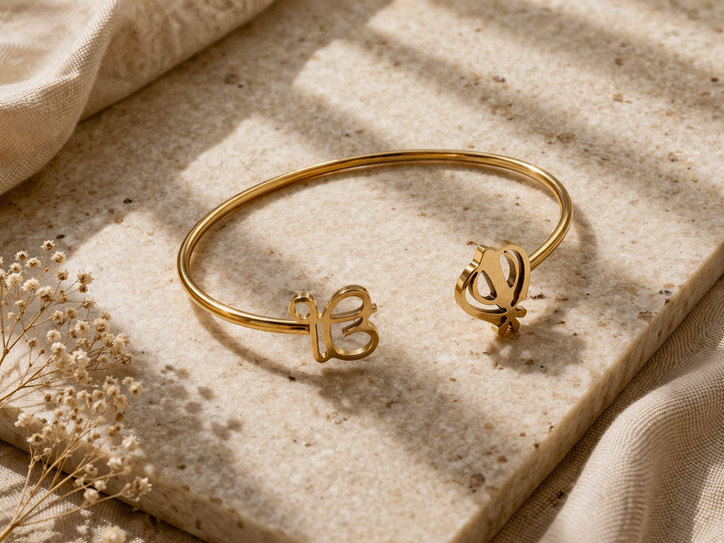 EK Onkar minimal engraved bracelet