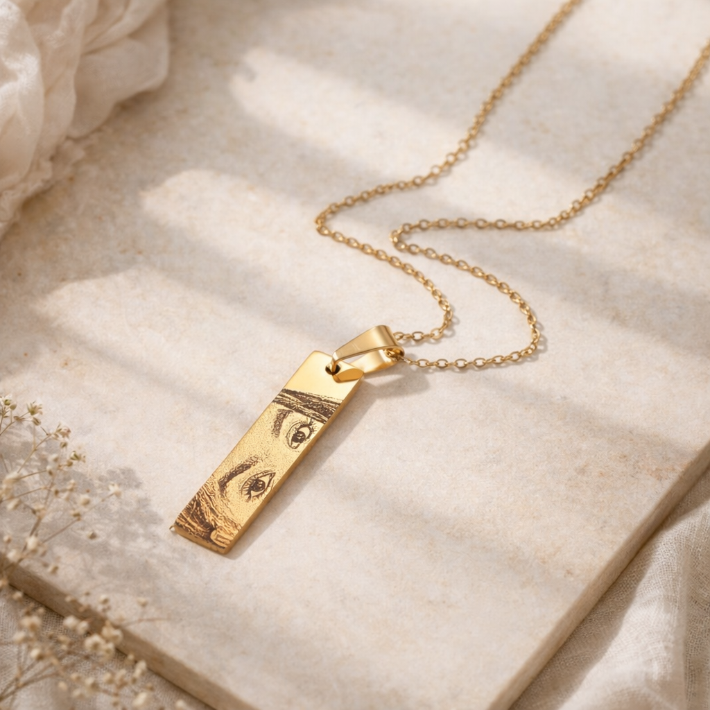 The Eyes of Your Love – Personalized Engraved Bar necklace | Custom Jewelry