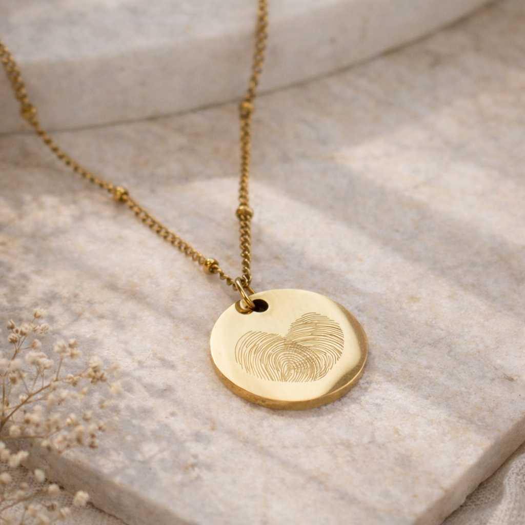 Personalized Fingerprint Heart Necklace – Couple Fingerprint Pendant, Custom Love Necklace, Anniversary Gift for Her or Him