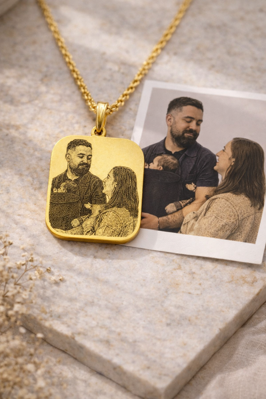 Personalized photo engraved necklace | Custom design