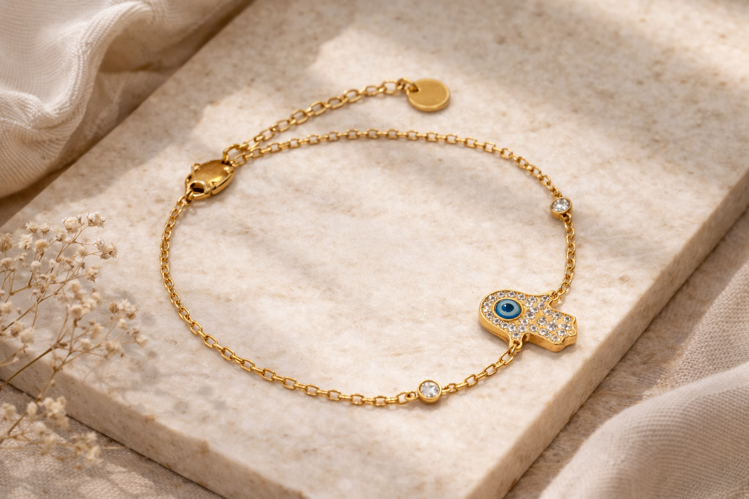 Minimal Gold Evil Eye Bracelet